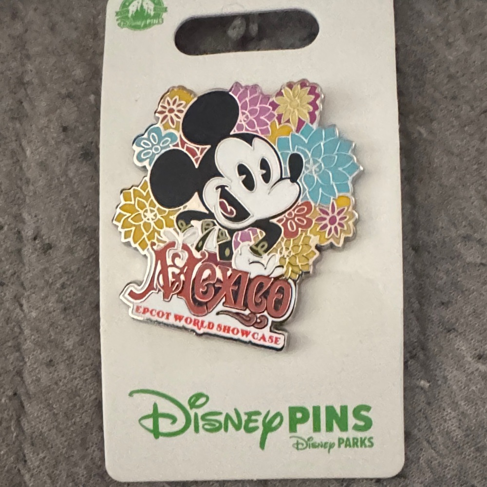 Disney Mickey Mouse Mexico Pin with Floral Design